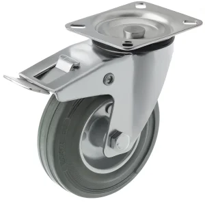 SCb 42 F - Промышленное колесо 100 мм (площадка, поворотн., тормоз, сер. рез., роликоподш.)