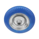 PU 2402-25 - Колесо для тачки / тележки полиуретановое бескамерное 3.25/3.00-8, сварной диск, диаметр 350 мм, ось 25 мм, металлический обод, симметричная ступица, шариковый подшипник